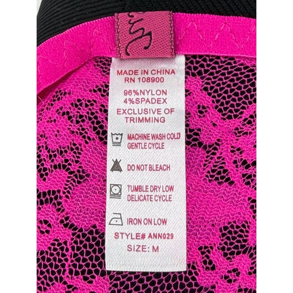 Hot Pink & Black Lace Push-Up Mini Slip Dress Lingerie M| Y2K Barbiecore Boudoir - Picture 13 of 13
